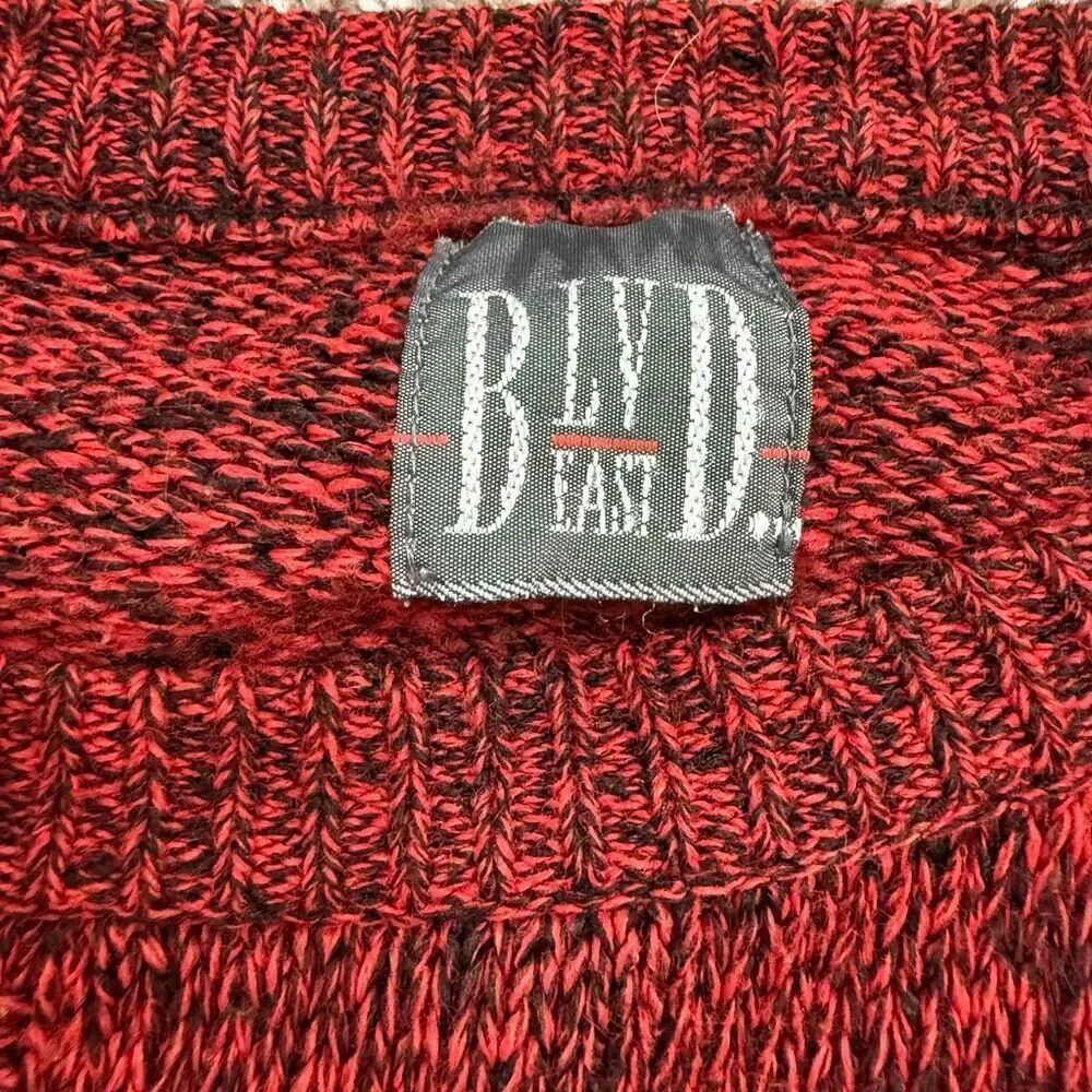 BLVD East Red Marled Acrylic Sweater Medium Pullover Crewneck